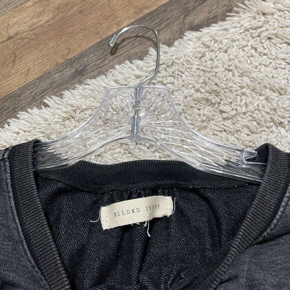 Buckle Gilded Intent Medium Stone Wash Raw Edge Ribbed Lace Up Edgy Corset Top - Picture 5 of 7